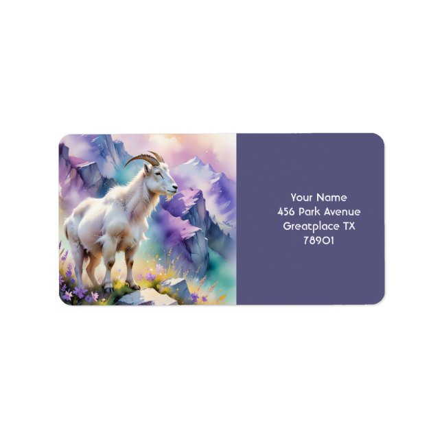 Etiqueta Fantasy Cute Mountain Goat Meadow (Frente)