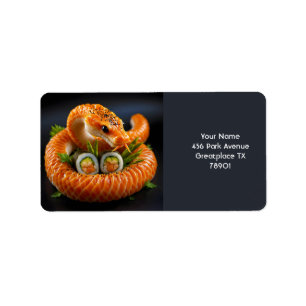 Etiqueta Fantasy Cute Orange Cobra Sushi