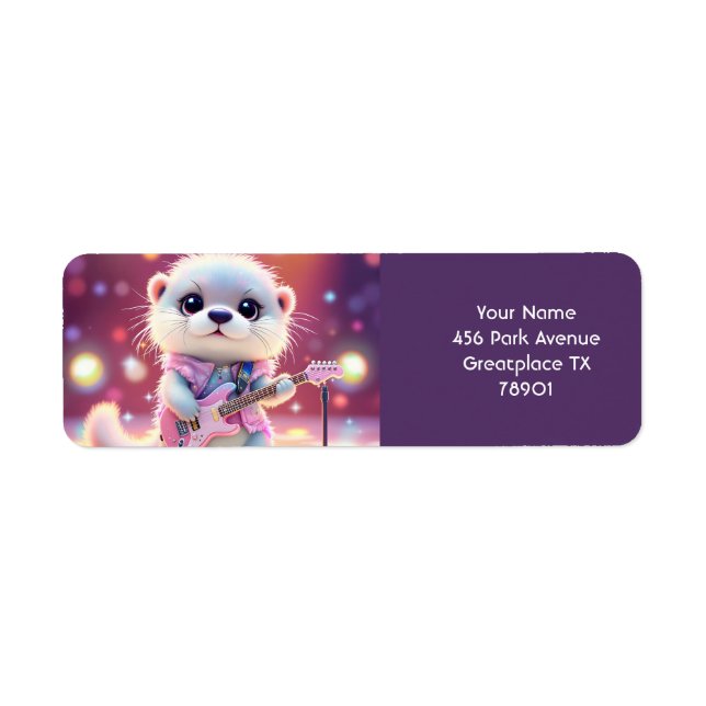 Etiqueta Fantasy Cute Otter Pop Star (Frente)