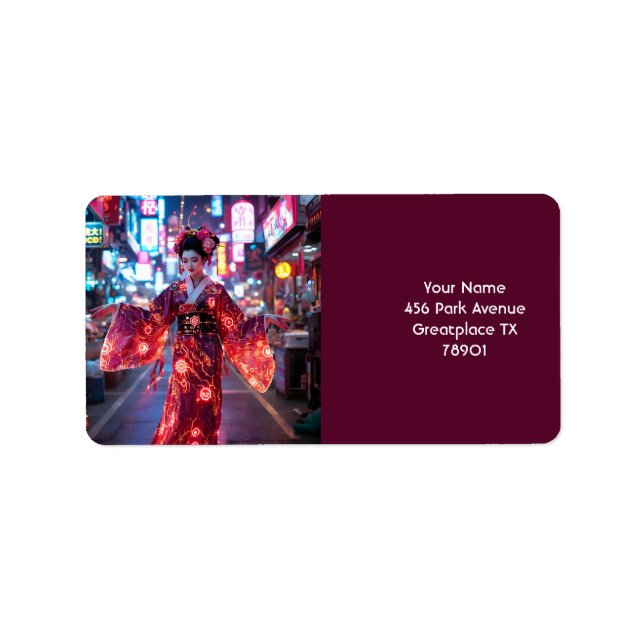 Etiqueta Fantasy Cute Red Cyber Kimono (Frente)