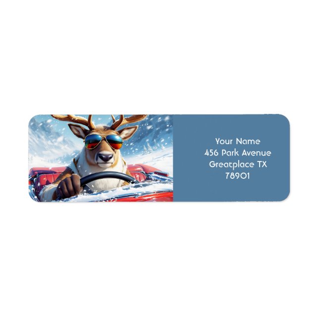 Etiqueta Fantasy Cute Reindeer Car Winter (Frente)