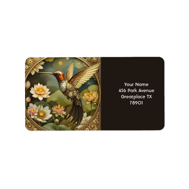 Etiqueta Fantasy Cute Steampunk Bird (Frente)