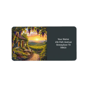 Etiqueta Fantasy Cute Vineyard Cottage Fields