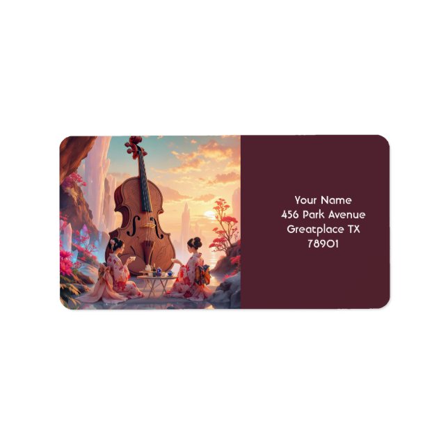 Etiqueta Fantasy Cute Violin Girls Tea (Frente)