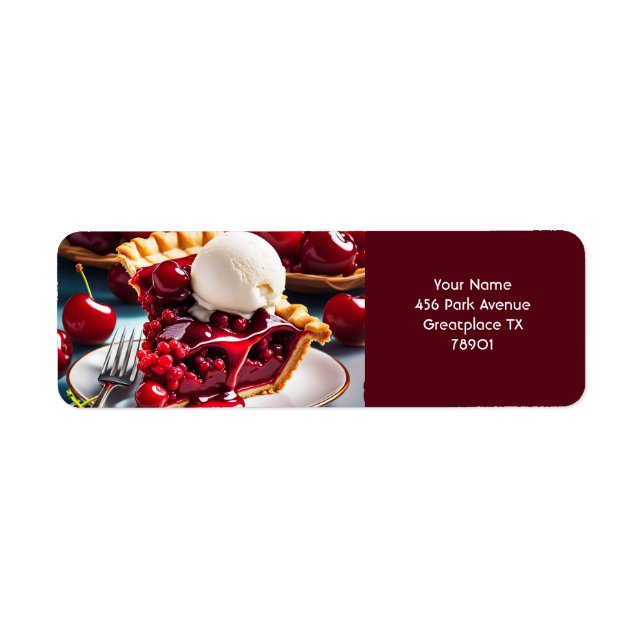 Etiqueta Fantasy Cute Vivid Cherry Icecream Pie (Frente)