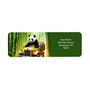 Etiqueta Fantasy Cute Vivid Panda Bamboo Carro