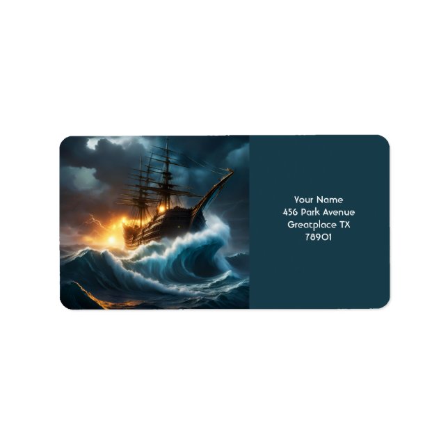 Etiqueta Fantasy Cute Vivid Storm Navio (Frente)