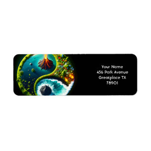 Etiqueta Fantasy Cute Volcano Yin Yang
