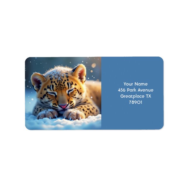 Etiqueta Fantasy Cute Winter Baby Lepard (Frente)