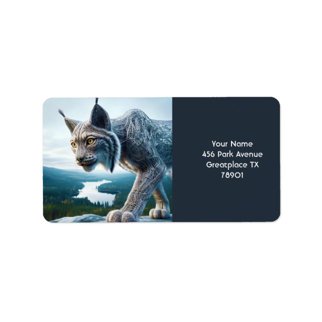 Etiqueta Fantasy Cute Wired Lynx Forest (Frente)