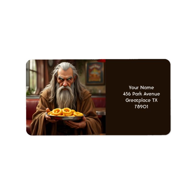 Etiqueta Fantasy Cute Wizard Onion Rings (Frente)