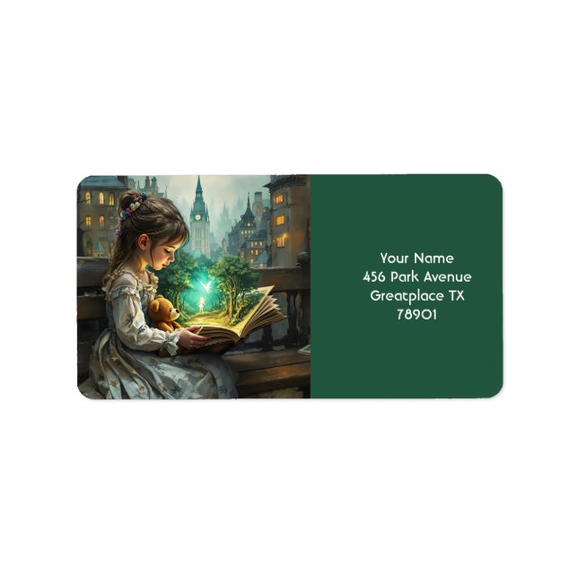 Etiqueta Fantasy Cute Young Girl Read (Frente)