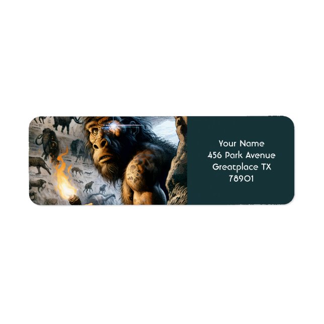 Etiqueta Fantasy - Homem Pré-Histórico Bonito Desenha (Frente)