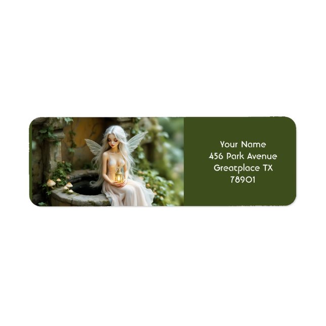 Etiqueta Fantasy Menina Bonita Cogumelos Lanterna (Frente)