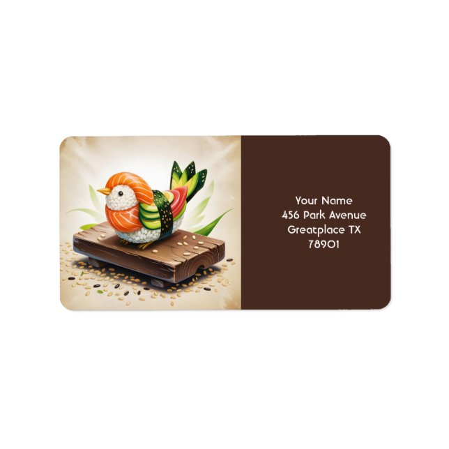 Etiqueta Fantasy - Pássaro Sushi Pequeno e Bonito (Frente)