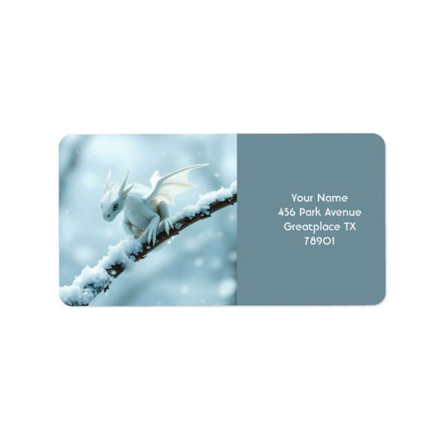 Etiqueta Fantasy White Baby Dragon (Frente)