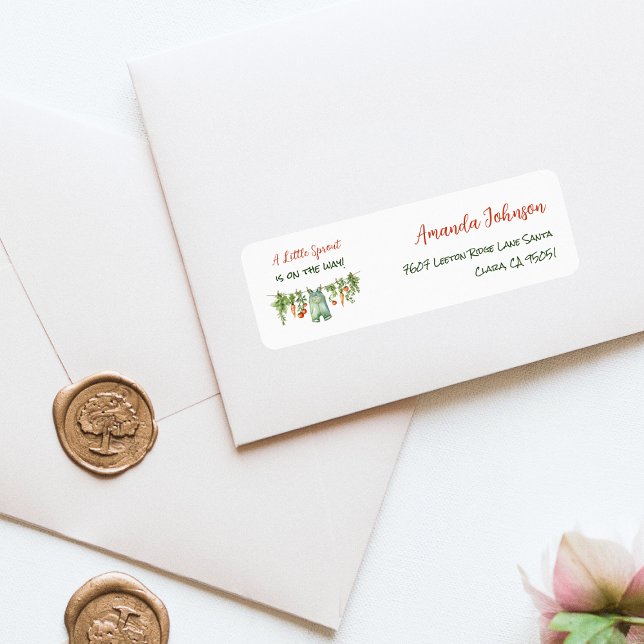 Etiqueta Farm Little Sprout Clothesline Baby Shower Address (Criador carregado)