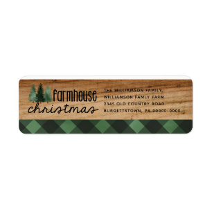 Etiqueta Farmhouse Christmas Buffalo Xadrez Wood Return