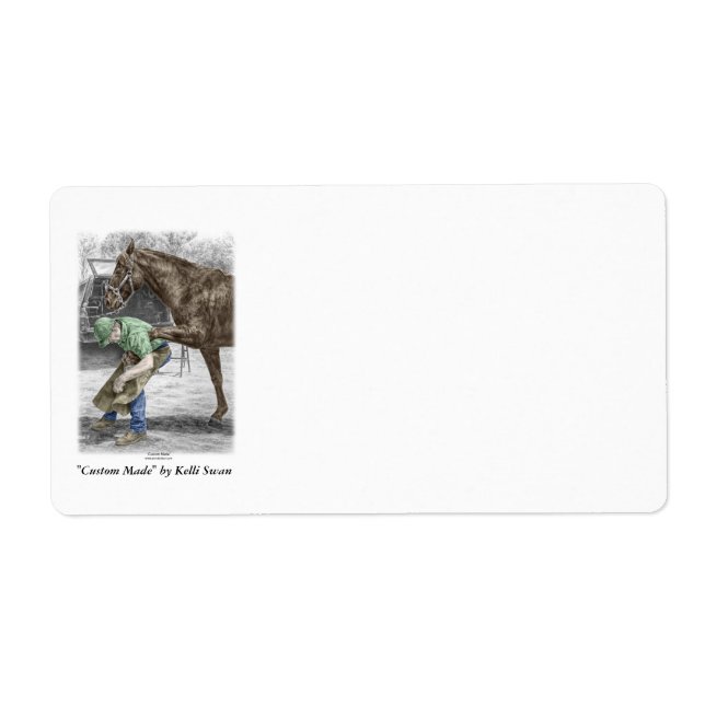 Etiqueta Farrier Blacksmith Shoeing Horse (Frente)