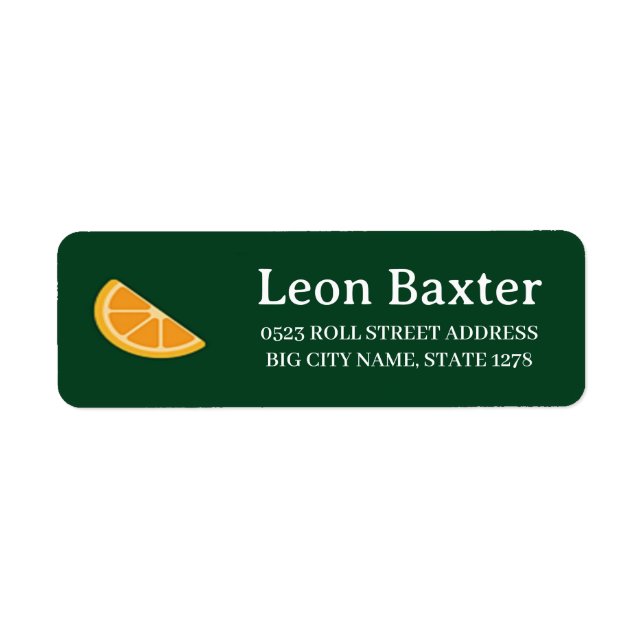 Etiqueta Fatia de laranja em verde escuro (Frente)