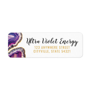 Etiqueta Fatias de Ágata de Geodo Gema Ultra Violeta Endere