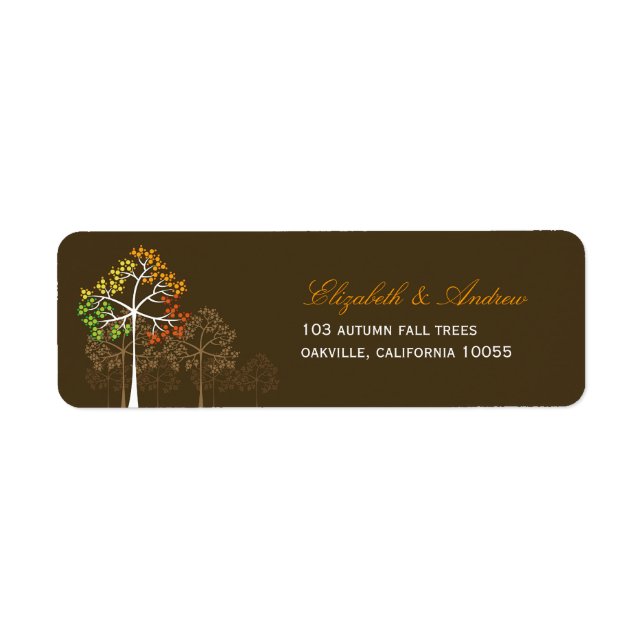 Etiqueta fatin Autumn Fall Trees Brown Address Labs (Frente)