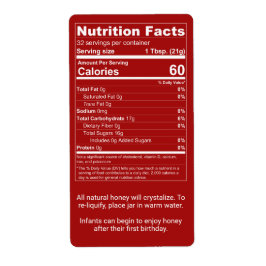 Etiqueta Fatos Nutricionais Vermelhos Escuros + Aviso de Cr