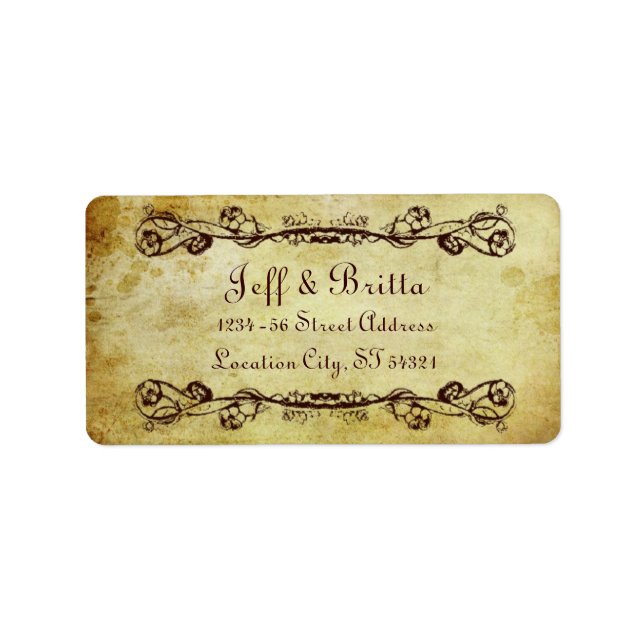 Etiqueta Faux Antique Dourado Casamento Vitoriano Steampunk (Frente)