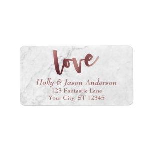 Etiqueta Faux Copper Foil Love Bold Script & White Marble