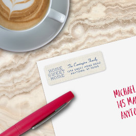 Etiqueta Faux Cross-Stitch Home Sweet Home Blue Return