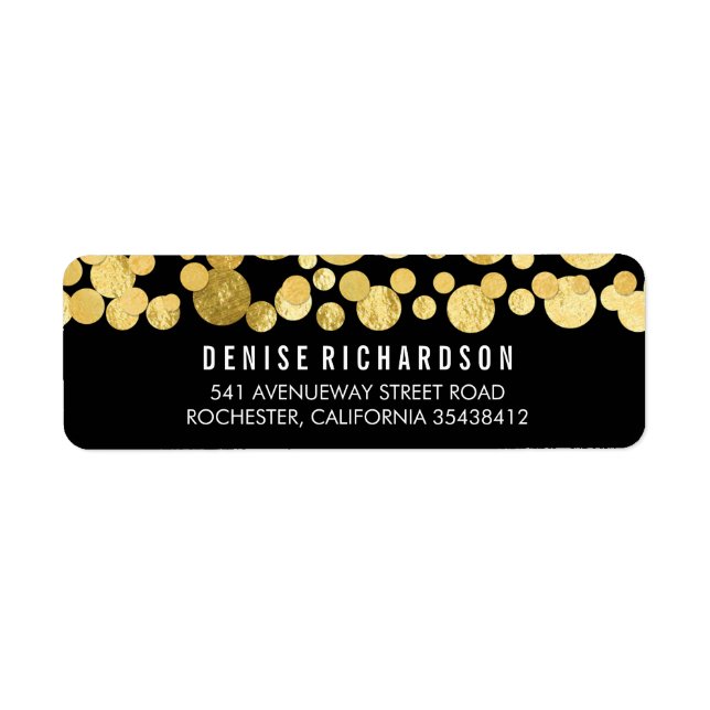 Etiqueta Faux Gold Foil Confetti Black (Frente)