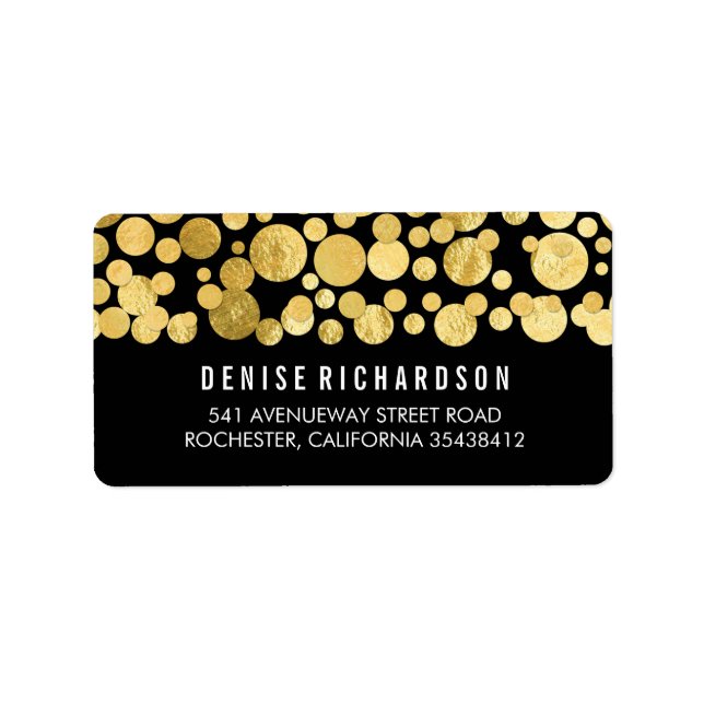 Etiqueta Faux Gold Foil Confetti Black (Frente)