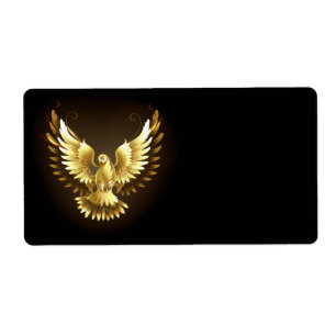 Etiqueta Faux Gold Foil Peace Dove em Preto