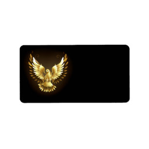 Etiqueta Faux Gold Foil Peace Dove em Preto