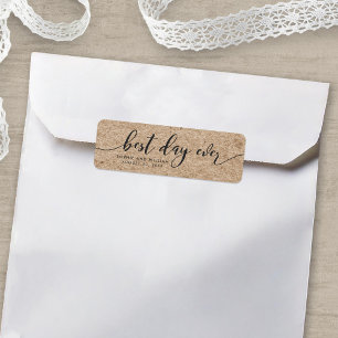 Etiqueta Faux Kraft Melhor Dia De Casamento, Favor De Casam