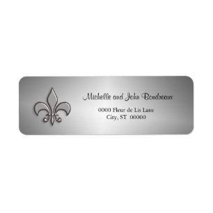 Etiqueta Faux Metal Silver Fleur de Lis