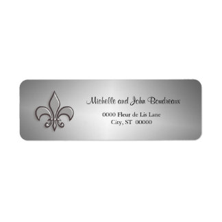 Etiqueta Faux Metal Silver Fleur de Lis