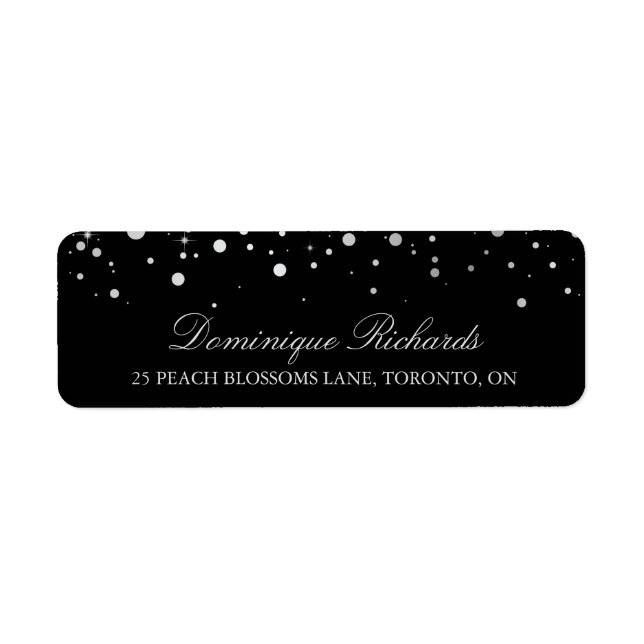 Etiqueta Faux Silver Foil Confetti Preto e Branco I (Frente)