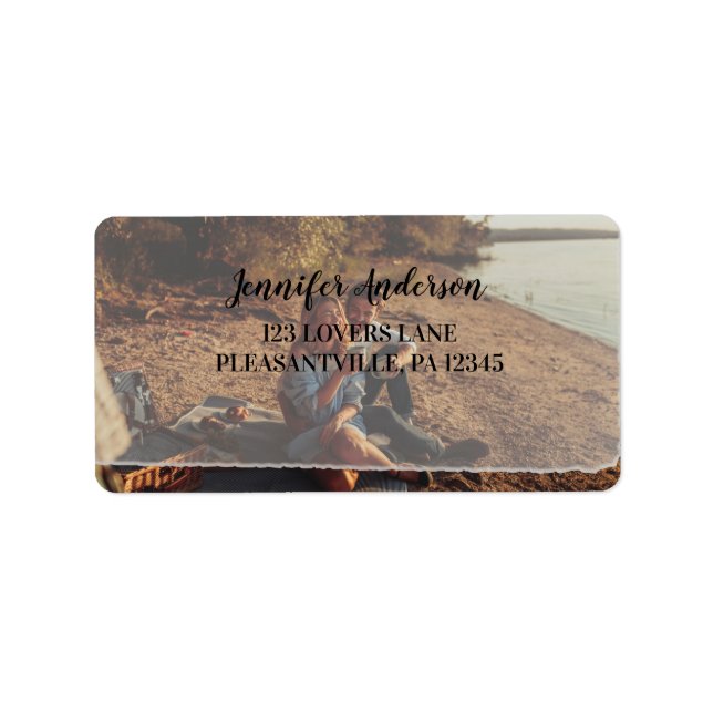 Etiqueta Faux Vellum Photo Overlay Endereço de retorno pers (Frente)