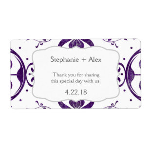 Etiqueta Favor floral roxo da garrafa de água do casamento