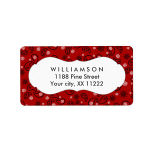 Etiqueta favor ocidental do vaqueiro vermelho do bandana de