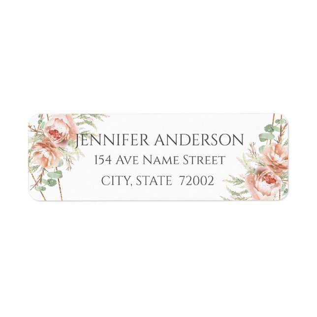 Etiqueta Favor Rosas Blush de Casamento do Sticker (Frente)