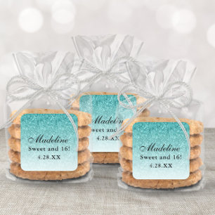 Etiqueta Favorecida do Glam Azul Aqua Glitter 16