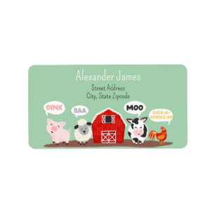 Etiqueta Fazenda de Animais Fofos Personalizados Oink Baa M