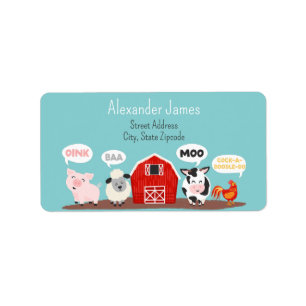 Etiqueta Fazenda de Animais Fofos Personalizados Oink Baa M