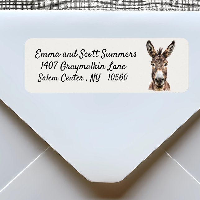 Etiqueta Fazenda de Burros Arte em aquarela fofa  (Criador carregado)