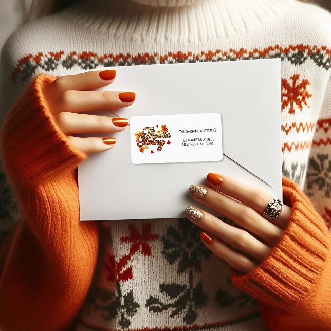 Etiqueta Feira de Ação de Graças Elegante outono (Criador carregado)