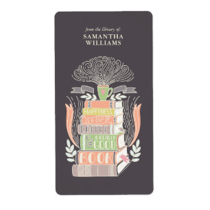 Etiqueta "Felicidade é Café e Livros"