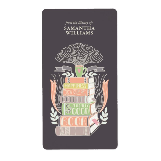 Etiqueta "Felicidade é Café e Livros" (Frente)