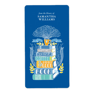 Etiqueta "Felicidade é Café e Livros"